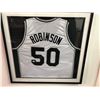 Image 1 : DAVID ROBINSON CUSTOM FRAMED AND SIGNED SAN ANTONIO SPURS JERSEY (JSA COA)