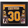 Image 1 : Gerry Cheevers Signed Boston Bruins 35x43 Custom Framed Jersey Inscribed "HOF 85" (JSA COA)