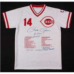 Pete Rose Signed Cincinnati Reds Career Highlight Stat Jersey (JSA COA)