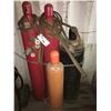 Image 1 : 2 ACETYLENE TANKS, 2 OXYGEN TANKS, ACETYLENE TORCH LINE AND GAUGES