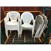 Image 1 : GROUP OF 9 WHITE PLASTIC OUTDOOR PATIO CHAIRS