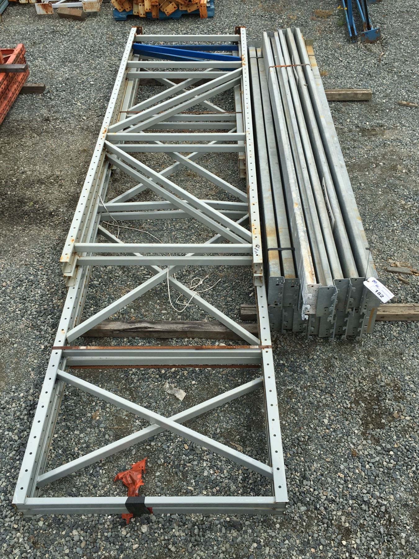GROUP OF REDI RACK SHELF/PALLET RACKING UPRIGHTS & BEAMS (GREY/GALVANIZED)