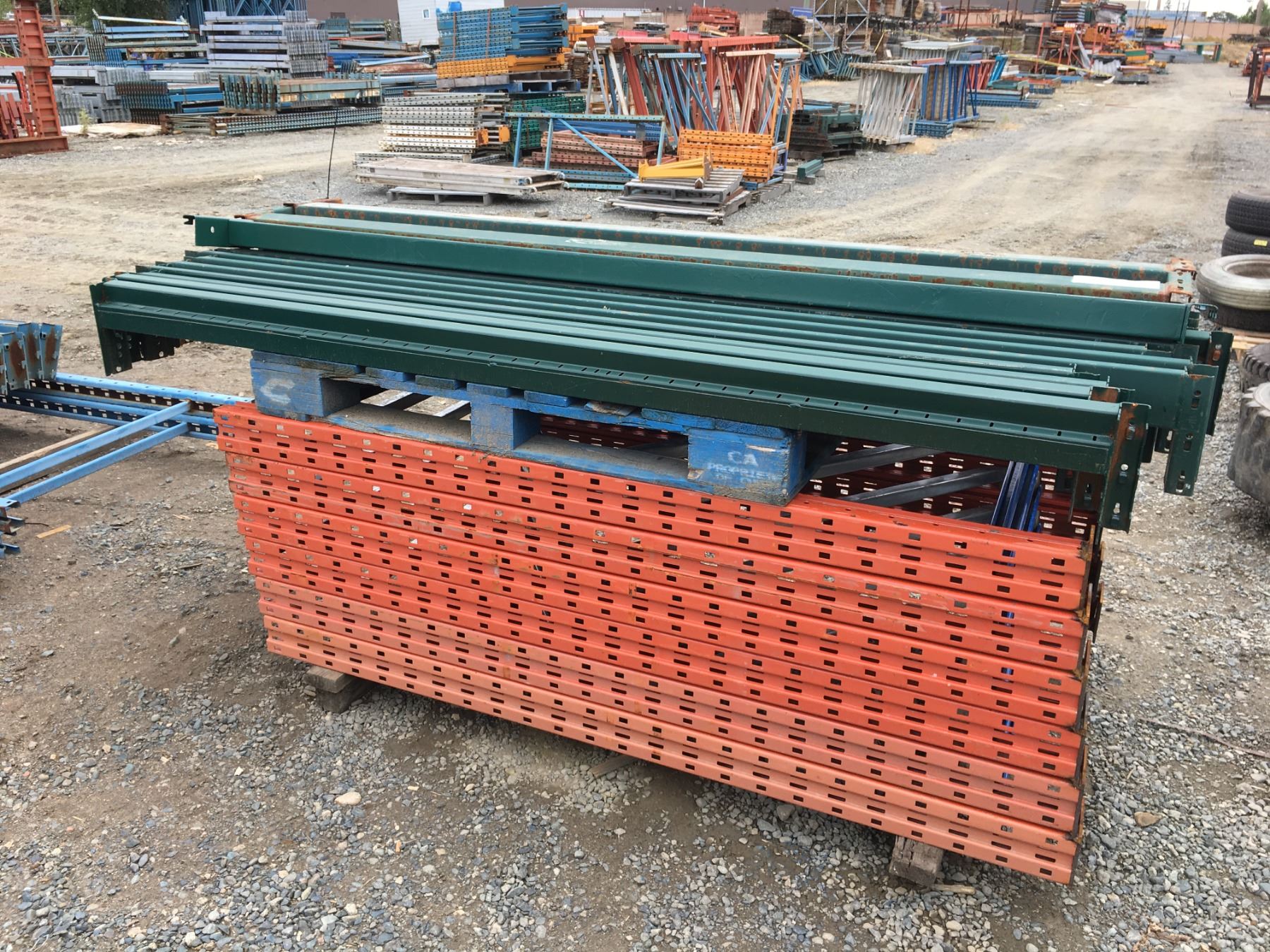 GROUP OF REDI-RACK SHELF/PALLET RACKING UPRIGHTS & BEAMS (ORANGE AND ...