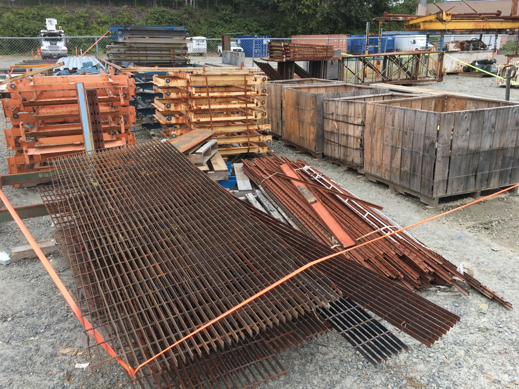 LARGE LOT OF PALLET RACKING, ROLLER DECKS, PARTS, SCRAP STEEL ...