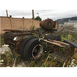 DOUBLE AXLE SCRAP TRAILER & ALL SURROUNDING SCRAP METAL & LANDSCAPE STONES