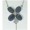 Image 2 : 14k WHITE GOLD DIAMOND & SAPPHIRE NECKLACE