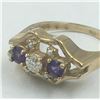 Image 2 : 10K YELLOW GOLD DIAMOND & AMETHYST RING