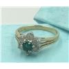 Image 2 : 10K YELLOW GOLD CREATED EMERALD & DIAMOND RING