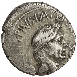ROMAN IMPERATORIAL PERIOD: Sextus Pompey, in Sicily, 43-36 BC, AR denarius (3.89g), Sicily (42-40 BC