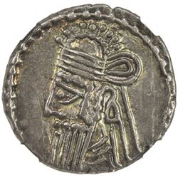 PARTHIAN KINGDOM: Vologases IV, 147-191, AR drachm, Ekbatana. NGC EF