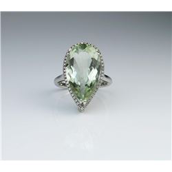 Amazing Green Amethyst & Diamond Ring