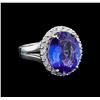 Image 1 : GIA Cert 8.19 ctw Tanzanite and Diamond Ring - 14KT White Gold