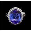 Image 2 : GIA Cert 8.19 ctw Tanzanite and Diamond Ring - 14KT White Gold