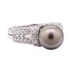 Image 1 : 0.86 ctw Tahitian Pearl and Diamond Ring - 14KT White Gold