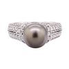 Image 2 : 0.86 ctw Tahitian Pearl and Diamond Ring - 14KT White Gold