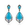 Image 1 : 14k Yellow Gold  32.83CTW Turquoise and Sapphire and Brown Diamonds Earring