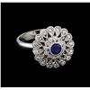 Image 1 : 0.44 ctw Blue Sapphire and Diamond Ring - 14KT White Gold