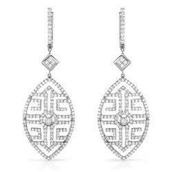 18k White Gold 3.07CTW Diamond Earring, (VS1-VS2/SI1-SI2/H-I/G-H)