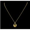 Image 1 : 5.65 ctw Citrine Quartz and Diamond Pendant With Chain - 14KT Yellow Gold