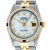 Image 2 : Rolex Mens 2 Tone 14K Mother Of Pearl Diamond & Sapphire 36MM Datejust Wristwatc