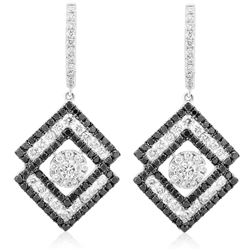 18k White Gold 2.25CTW Diamond and Black Diamonds Earring, (VS1-VS2/G)