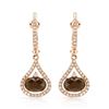 Image 1 : 14k Rose Gold 1.94CTW Diamond and Smokey Quartz Earring, (I1/I)