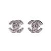 Image 1 : 0.35 ctw Diamond Double "C" Initial Stud Earrings - 14KT White Gold
