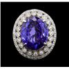 Image 2 : GIA Cert 19.95 ctw Tanzanite and Diamond Ring - 14KT White Gold