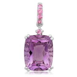 14k White Gold  3.69CTW Amethys and Pink Sapphire Pendant