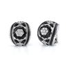 Image 1 : 18k White Gold 1.14CTW Diamond and Onyx and Crystal Earring, (SI1 /H-I)