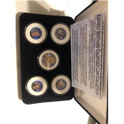 Kennedy Brothers 5 Colorized Coin Collection in Original Box