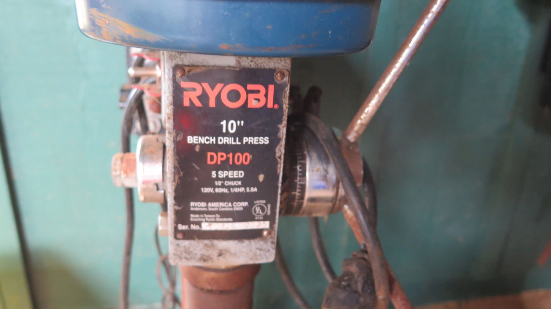 Ryobi 10 Bench Drill Press Model Dp100 5 Speed 120v 60hz
