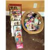 Image 1 : Qty 6 Barbies in Box w/ Basket of Accessories, Fast Food Toys, etc