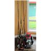Image 1 : Large Fishing Lot - 8 Rods & Reels with 4 extra reels with bait bucket box of lines and rod holder.