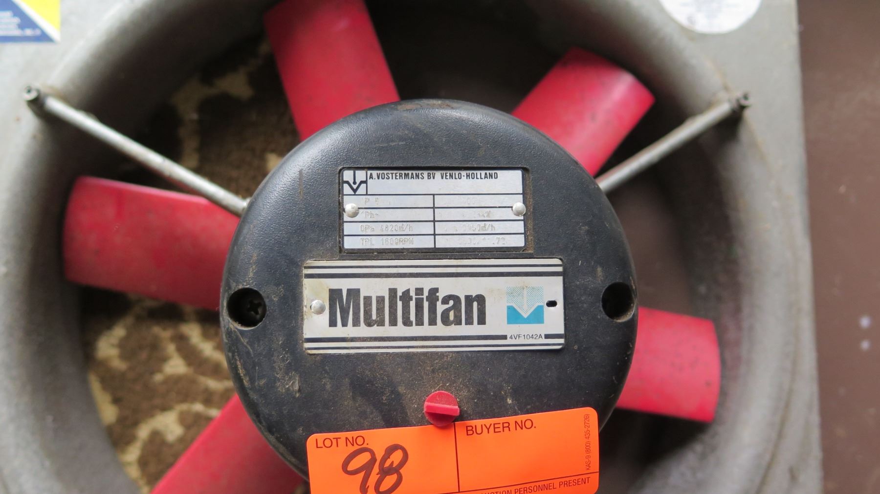 Multifan Model 4VF1042A Air Performance 1 Phase Exhaust Fan