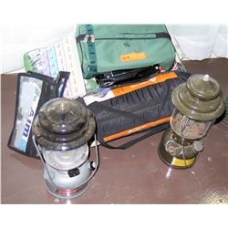 Qty 2 Camping Lights Lanterns w/ Toiletry Bag & Carrying Case