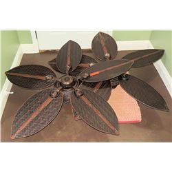 Qty 2 Leaf Shaped Woven Design Ceiling Fans