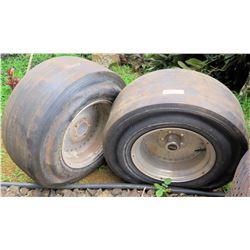 Qty 2 Center Line 5x4.25x15 10” wide 4” offset Racing Rims with Race Master slicks
