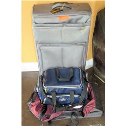 Lucas Gray Wheeled Suitcase w/ Handle, Vinyl Duffle, Canvas Bag