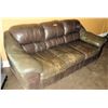 Image 1 : Brown Leather 3 Seat Couch Sofa