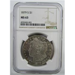 1879-S Morgan Silver Dollar $ NGC MS 63
