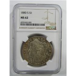1880-S Morgan Silver Dollar $ NGC MS 62 Nicely Ton