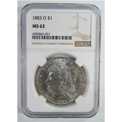 1883-O Morgan Silver Dollar $ NGC MS 62