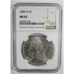 1884-O Morgan Silver Dollar $ NGC MS 62