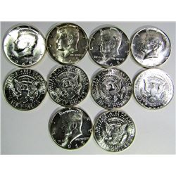 10 - 1965 KENNEDY HALF DOLLARS