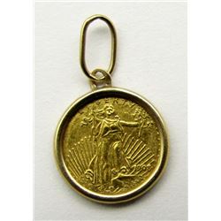 24KT GOLD MINITURE COIN IN GOLD BEZEL