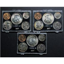 TONED US SETS:  1957-P, 1960-D, 1961-D