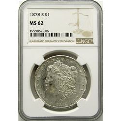 1878-S Morgan Silver Dollar $ NGC MS 62