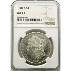 1881-S Silver Dollar $ NGC MS 61