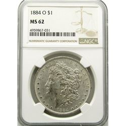 1884-O Morgan Silver Dollar $ NGC MS 62